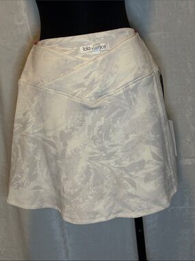 Cream Printed A-Line Skirt with side slit and shorts